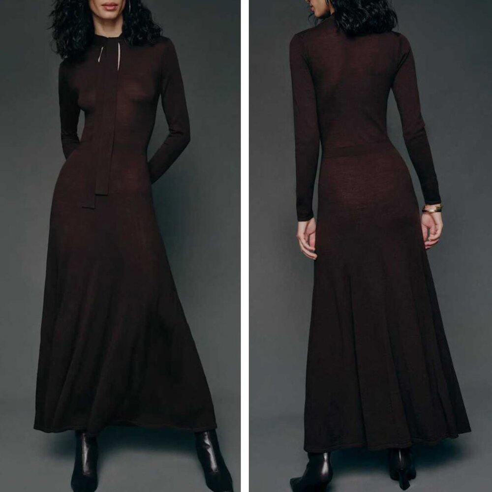 NWT Reformation Collection Leona Sweater Maxi Dress Small Mole Merino Wool
